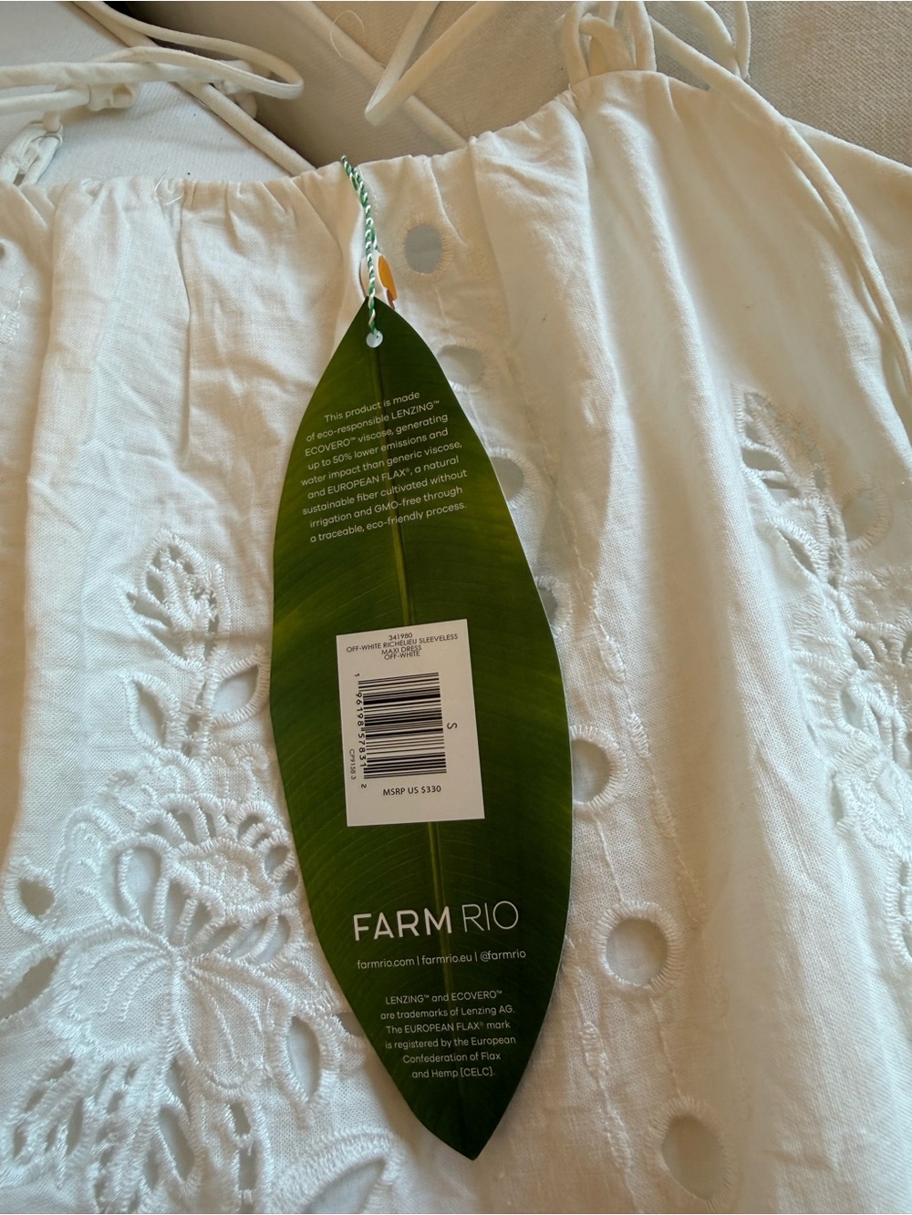 FARM Rio White Eyelet Maxi Dress with Tie Waist - Picture 2 of 2